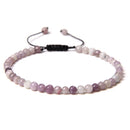 Adjustable 4MM Stone Beads Bracelet For Women Natural Agates Jaspers Onyx Lapis Lazuli Woven Bracelet For New Year Gift Jewelry