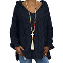 Women Sweaters Plus Size Hooded Causal Long Sleeve Loose Knit Coat Winter Fashion Striped Ladies Knitted Wear S-3XL