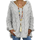 Women Sweaters Plus Size Hooded Causal Long Sleeve Loose Knit Coat Winter Fashion Striped Ladies Knitted Wear S-3XL