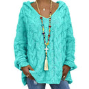 Women Sweaters Plus Size Hooded Causal Long Sleeve Loose Knit Coat Winter Fashion Striped Ladies Knitted Wear S-3XL