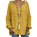 Women Sweaters Plus Size Hooded Causal Long Sleeve Loose Knit Coat Winter Fashion Striped Ladies Knitted Wear S-3XL