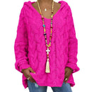 Women Sweaters Plus Size Hooded Causal Long Sleeve Loose Knit Coat Winter Fashion Striped Ladies Knitted Wear S-3XL