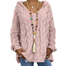 Women Sweaters Plus Size Hooded Causal Long Sleeve Loose Knit Coat Winter Fashion Striped Ladies Knitted Wear S-3XL