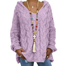 Women Sweaters Plus Size Hooded Causal Long Sleeve Loose Knit Coat Winter Fashion Striped Ladies Knitted Wear S-3XL