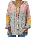Women Sweaters Plus Size Hooded Causal Long Sleeve Loose Knit Coat Winter Fashion Striped Ladies Knitted Wear S-3XL