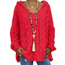 Women Sweaters Plus Size Hooded Causal Long Sleeve Loose Knit Coat Winter Fashion Striped Ladies Knitted Wear S-3XL