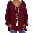 Women Sweaters Plus Size Hooded Causal Long Sleeve Loose Knit Coat Winter Fashion Striped Ladies Knitted Wear S-3XL