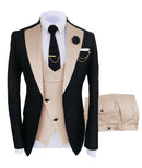 Solovedress 正装商务时尚三件套男士西服纯色燕尾服外套 蓝棕金色 适用婚礼新郎（西装外套+马甲+裤子）