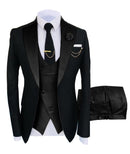 Solovedress 正装商务时尚三件套男士西服纯色燕尾服外套 蓝棕金色 适用婚礼新郎（西装外套+马甲+裤子）