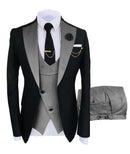 Solovedress 正装商务时尚三件套男士西服纯色燕尾服外套 蓝棕金色 适用婚礼新郎（西装外套+马甲+裤子）