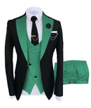 Solovedress 正装商务时尚三件套男士西服纯色燕尾服外套 蓝棕金色 适用婚礼新郎（西装外套+马甲+裤子）