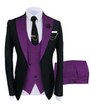 Solovedress 正装商务时尚三件套男士西服纯色燕尾服外套 蓝棕金色 适用婚礼新郎（西装外套+马甲+裤子）