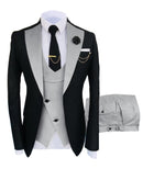 Solovedress 正装商务时尚三件套男士西服纯色燕尾服外套 蓝棕金色 适用婚礼新郎（西装外套+马甲+裤子）