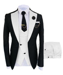 Solovedress 正装商务时尚三件套男士西服纯色燕尾服外套 蓝棕金色 适用婚礼新郎（西装外套+马甲+裤子）