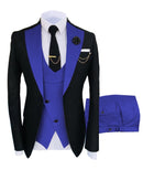 Solovedress 正装商务时尚三件套男士西服纯色燕尾服外套 蓝棕金色 适用婚礼新郎（西装外套+马甲+裤子）