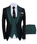 Solovedress 正装商务时尚三件套男士西服纯色燕尾服外套 蓝棕金色 适用婚礼新郎（西装外套+马甲+裤子）