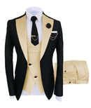 Solovedress 正装商务时尚三件套男士西服纯色燕尾服外套 蓝棕金色 适用婚礼新郎（西装外套+马甲+裤子）