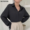 BGTEEVER 职业女士条纹女式衬衫上衣 全袖宽松女式衬衫 优雅春季 Blusas Mujer 2021