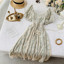 Summer Fairy Dress Women French Style Vintage Retro Chiffon Dress Puff Sleeve Casual Elegant Floral Print Dress Women 2022 New