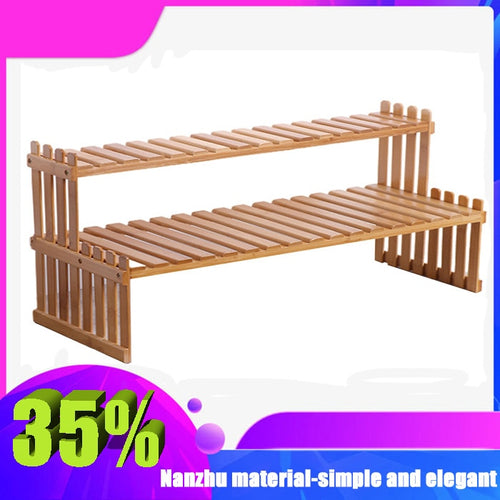 Office Desktop Storage Rack Bamboo Flower Display Stand Plant Shelves Decorative Storage Shelf for Study