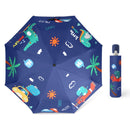 Automatic Reverse Folding Umbrella LED Reflective Strip Automatic Umbrella Flashlight Three-fold Windproof Car Business Umbrella