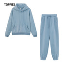 Toppies 女式运动服运动裤套装休闲连帽衫抓绒卫衣女夹克运动裤原宿风服装