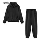 Toppies 女式运动服运动裤套装休闲连帽衫抓绒卫衣女夹克运动裤原宿风服装