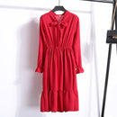 2021 Winter Dress Women Long Sleeve Vintage Dress Chiffon Shirt Vestidos For Ladies Casual Floral Midi Autumn Dresses Polka Dot