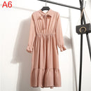 2021 Winter Dress Women Long Sleeve Vintage Dress Chiffon Shirt Vestidos For Ladies Casual Floral Midi Autumn Dresses Polka Dot
