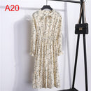 2021 Winter Dress Women Long Sleeve Vintage Dress Chiffon Shirt Vestidos For Ladies Casual Floral Midi Autumn Dresses Polka Dot