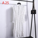 2021 Winter Dress Women Long Sleeve Vintage Dress Chiffon Shirt Vestidos For Ladies Casual Floral Midi Autumn Dresses Polka Dot