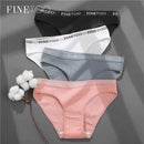 FINETOO 3条/套女士内裤纯棉内裤性感内裤女内裤纯色内裤女士内衣 M-2XL