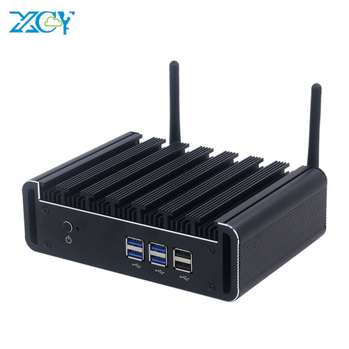 XCY Fanless Mini PC Intel Core i7 5557U i5 5287U i3 5005U HDMI VGA 6xUSB Gigabit Ethernet 2.4G/5.0G WiFi Windows 10 Linux