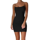 Spaghetti Strap Camisole Mini Dress Women Plus Size Bodycon Vestidos Summer Sexy Low Cut Sleeveless Solid Color Party Club Dress