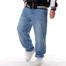 Men Street Dance Hiphop Jeans Fashion Embroidery Black Loose Board Denim Pants Overall Male Rap Hip Hop Jeans Plus Size 30-46