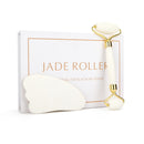 Natural Facial Massage Roller Guasha Scraping Board Set Double Heads Jade Stone Face Lift Body Slim Neck Thin Lift Massage Tools