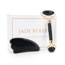 Natural Facial Massage Roller Guasha Scraping Board Set Double Heads Jade Stone Face Lift Body Slim Neck Thin Lift Massage Tools