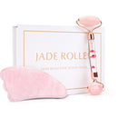 Natural Facial Massage Roller Guasha Scraping Board Set Double Heads Jade Stone Face Lift Body Slim Neck Thin Lift Massage Tools