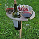 Outdoor Wine Table with Foldable Round Desktop Mini Wooden Picnic Table Easy To Carry Wine Rack Support Dropshipping