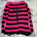 Plus Size Punk Gothic Long Unisex Sweater Dress Cool Hollow Out Hole Broken Jumper Loose Rock Thin Sweter 2020 Women Man Striped
