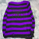 Plus Size Punk Gothic Long Unisex Sweater Dress Cool Hollow Out Hole Broken Jumper Loose Rock Thin Sweter 2020 Women Man Striped
