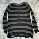 Plus Size Punk Gothic Long Unisex Sweater Dress Cool Hollow Out Hole Broken Jumper Loose Rock Thin Sweter 2020 Women Man Striped
