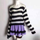 Plus Size Punk Gothic Long Unisex Sweater Dress Cool Hollow Out Hole Broken Jumper Loose Rock Thin Sweter 2020 Women Man Striped