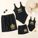Family Look Leaf Swimsuits Mother Daughter Matching Swimwear Father Son Swim Shorts Mommy and Me Bathing Suits Clothes Outfits