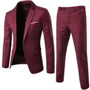 2Pcs Set Men Suit Plus Size Men Solid Color Long Sleeve Lapel Slim Button Business Suit Work clothes Business suits