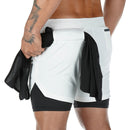 New running shorts summer men's gym fitness bodybuilding training quick-drying shorts men's jogging running sports 2-in-1 shorts