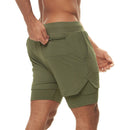 New running shorts summer men's gym fitness bodybuilding training quick-drying shorts men's jogging running sports 2-in-1 shorts