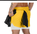 New running shorts summer men's gym fitness bodybuilding training quick-drying shorts men's jogging running sports 2-in-1 shorts