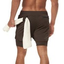 New running shorts summer men's gym fitness bodybuilding training quick-drying shorts men's jogging running sports 2-in-1 shorts