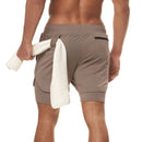 New running shorts summer men's gym fitness bodybuilding training quick-drying shorts men's jogging running sports 2-in-1 shorts